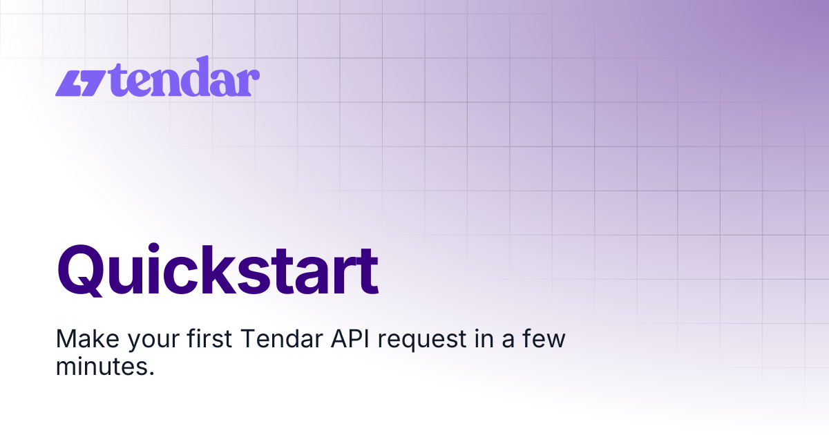 Quickstart | Documentation | TENDAR DOCS